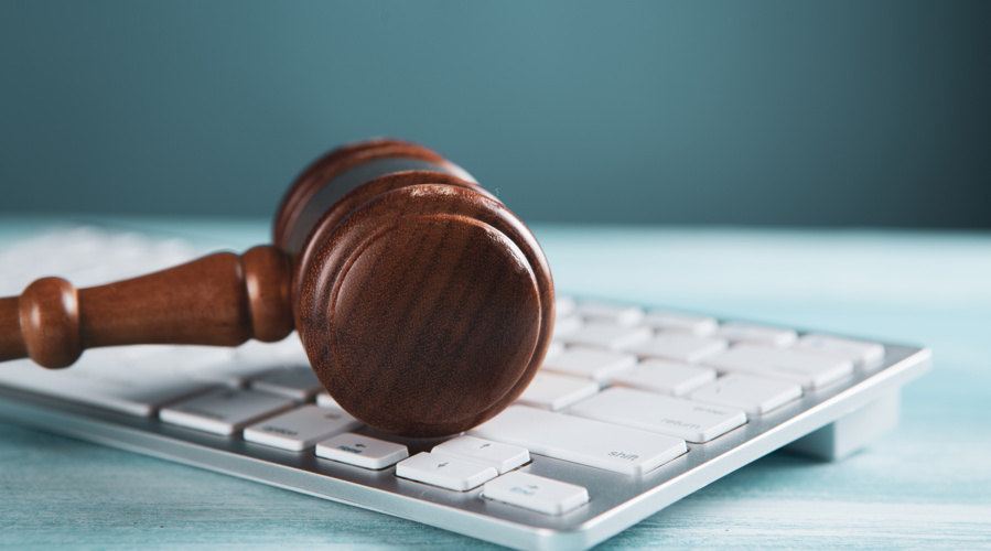 Gavel and keyboard